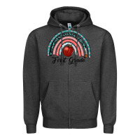 Charcoal Heather first grade rainbow Zipper Hoodie - RanaPortraitStore