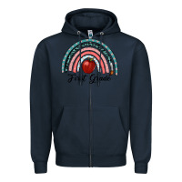 Navy first grade rainbow Zipper Hoodie - RanaPortraitStore