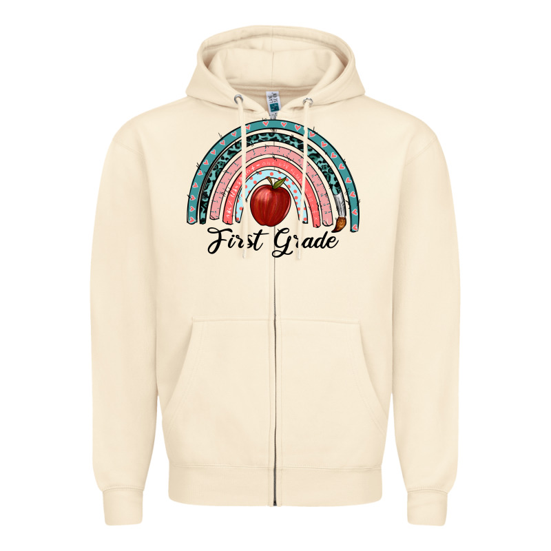 First Grade Rainbow Zipper Hoodie by RanaPortraitStore | Teevron