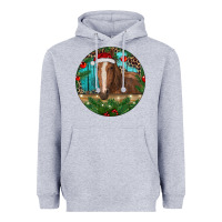Heather Grey Brown Horse Christmas Heavyweight Hoodie - RanaPortraitStore