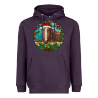 Plum Brown Horse Christmas Heavyweight Hoodie - RanaPortraitStore
