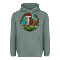 Sage Brown Horse Christmas Heavyweight Hoodie - RanaPortraitStore