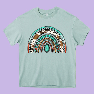 Blessed Western Rainbow Heavy Core Tee Designed By Jasminsmagicworld