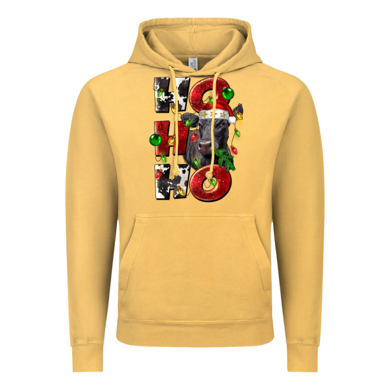 Christmas Ho Ho Ho Black Angus Vintage Hoodie by LillyAllenDesigns | Teevron