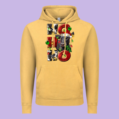 Christmas Ho Ho Ho Black Angus Vintage Hoodie Designed By Lillyallendesigns
