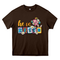 Chocolate Brown Easter Day He is risen Heavy Core Tee - OliviaCreatesArt