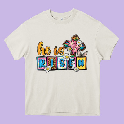Easter Day He Is Risen Heavy Core Tee Designed By Oliviacreatesart