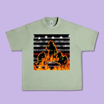 American Firefighters Seamless Pattern Urban Heavy Tee Designed By Bundleandbundleshop