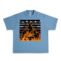 Pebble Blue american firefighters seamless pattern Urban Heavy Tee - BundleAndBundleShop