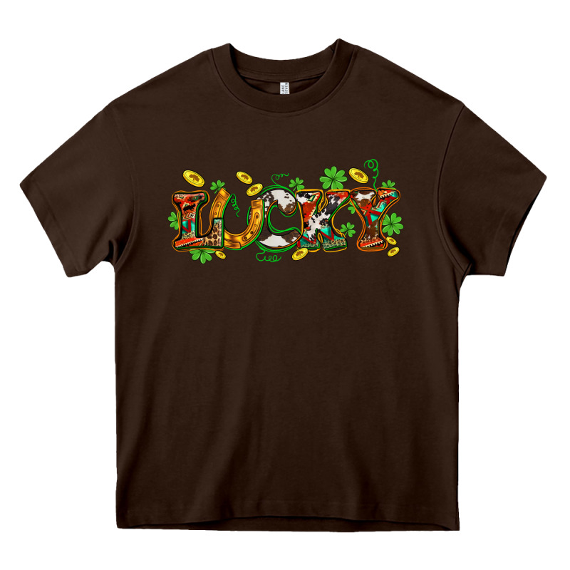 St. Patrick's Western Lucky And Shamrocks Heavy Core Tee by OliviaCreatesArt | Teevron