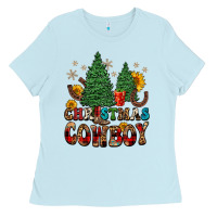 Baby Blue christmas cowboy Ladies Tee - FaDigitalArtStudio
