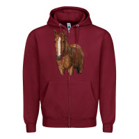 Burgundy brown horse Zipper Hoodie - RanaPortraitStore