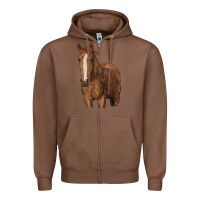 Chestnut brown horse Zipper Hoodie - RanaPortraitStore