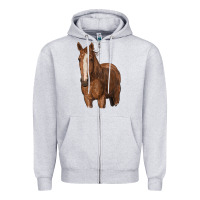 Heather Grey brown horse Zipper Hoodie - RanaPortraitStore