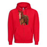 Red brown horse Zipper Hoodie - RanaPortraitStore