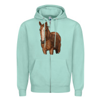 Seafoam brown horse Zipper Hoodie - RanaPortraitStore
