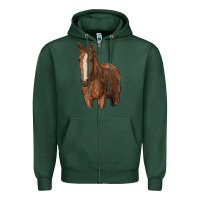 Sports Green brown horse Zipper Hoodie - RanaPortraitStore