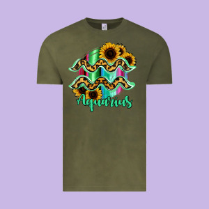 Aquarius Zodiac Sign Sunflower Leopard Serape Vintage Tee Designed By Ranaportraitstore