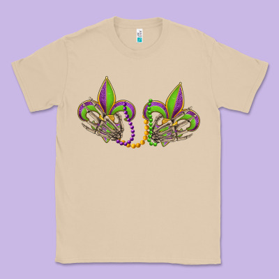 Skeleton Hands Mardi Gras Classic Tee Designed By Oliviacreatesart