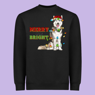Merry And Bright Husky Heavyweight Sweatshirt Designed By Ranaportraitstore