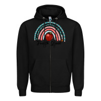 Black fourth grade rainbow Zipper Hoodie - RanaPortraitStore