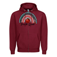 Burgundy fourth grade rainbow Zipper Hoodie - RanaPortraitStore