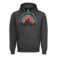 Charcoal Heather fourth grade rainbow Zipper Hoodie - RanaPortraitStore