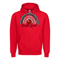 Red fourth grade rainbow Zipper Hoodie - RanaPortraitStore