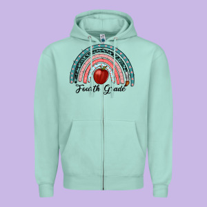 Fourth Grade Rainbow Zipper Hoodie Designed By Ranaportraitstore