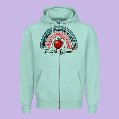 Fourth Grade Rainbow Zipper Hoodie Designed By Ranaportraitstore