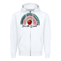 White fourth grade rainbow Zipper Hoodie - RanaPortraitStore