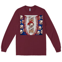 Burgundy Baseball Mom Long Sleeve Tee - CowhideDigitalArt