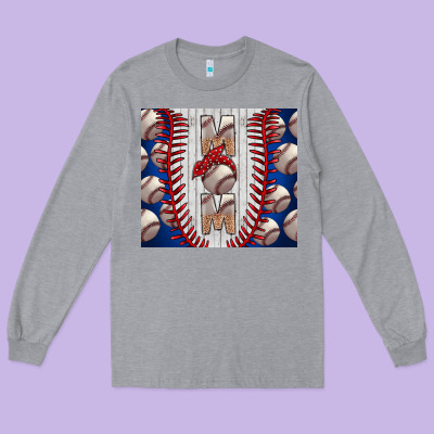 Baseball Mom Long Sleeve Tee Designed By Cowhidedigitalart