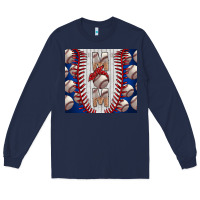Navy Baseball Mom Long Sleeve Tee - CowhideDigitalArt