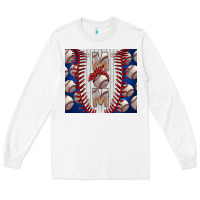 White Baseball Mom Long Sleeve Tee - CowhideDigitalArt