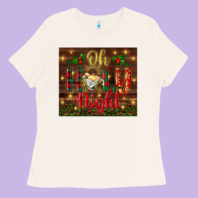 Oh Holy Night Ladies Tee Designed By Bundleandbundleshop