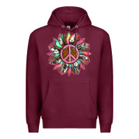 Burgundy sunflower and tie dye with peace sign Premium Hoodie - Artiststas