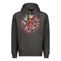 Charcoal Heather sunflower and tie dye with peace sign Premium Hoodie - Artiststas