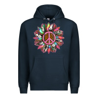 Navy sunflower and tie dye with peace sign Premium Hoodie - Artiststas