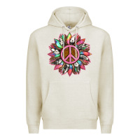 Oatmeal Heather sunflower and tie dye with peace sign Premium Hoodie - Artiststas