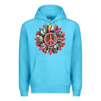 Ocean Blue sunflower and tie dye with peace sign Premium Hoodie - Artiststas