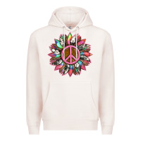 Pale Pink sunflower and tie dye with peace sign Premium Hoodie - Artiststas