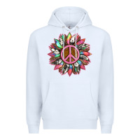 White sunflower and tie dye with peace sign Premium Hoodie - Artiststas