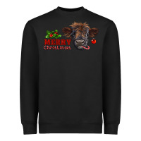 Black Merry Christmas Calf Heavyweight Sweatshirt - RanaPortraitStore
