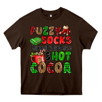 Chocolate Brown fuzzy socks flannel blankets and hot cocoa Heavy Core Tee - OliviaCreatesArt