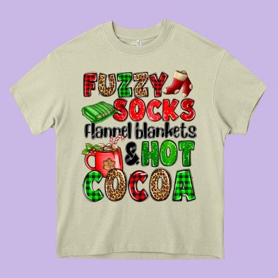 Fuzzy Socks Flannel Blankets And Hot Cocoa Heavy Core Tee Designed By Oliviacreatesart