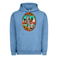 Pigment Pebble Blue cowhide serape and sunflower cactus Urban Hoodie - Jasminsmagicworld