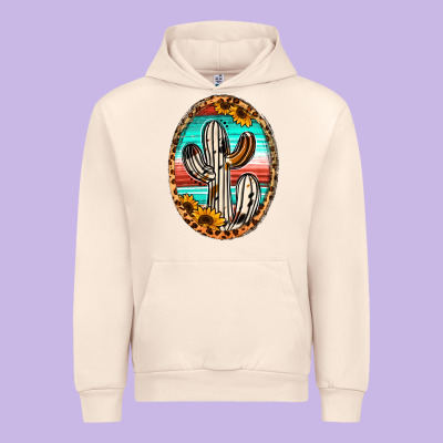 Cowhide Serape And Sunflower Cactus Urban Hoodie Designed By Jasminsmagicworld