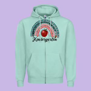 Kindergarten Rainbow Zipper Hoodie Designed By Ranaportraitstore