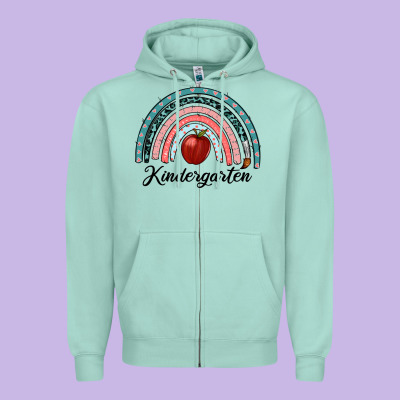 Kindergarten Rainbow Zipper Hoodie Designed By Ranaportraitstore